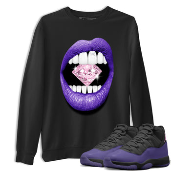 Sneaker match tees – Sneaker Tees To Match Air Jordan 11 Canyon Purple Shoes – Lips Diamond Tee Black 1