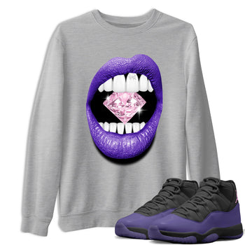 Sneaker match tees – Sneaker Tees To Match Air Jordan 11 Canyon Purple Shoes – Lips Diamond Tee Heather Grey 1