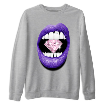 Sneaker match tees – Sneaker Tees To Match Air Jordan 11 Canyon Purple Shoes – Lips Diamond Tee Heather Grey 2