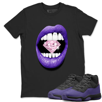 Sneaker match tees – Sneaker Tees To Match Air Jordan 11 Canyon Purple Shoes – Lips Diamond Tee Black 1