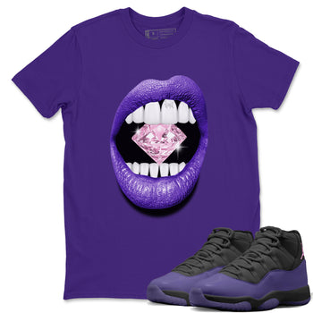 Sneaker match tees – Sneaker Tees To Match Air Jordan 11 Canyon Purple Shoes – Lips Diamond Tee Purple 1