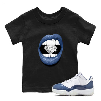 11s Diffused Blue shirts to match jordans Lips Diamond sneaker match tees Air Jordan 11 Diffused Blue SNRT Sneaker Tees streetwear brand Baby and Youth Black 1 cotton tee