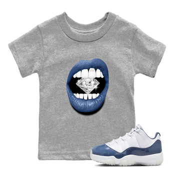 11s Diffused Blue shirts to match jordans Lips Diamond sneaker match tees Air Jordan 11 Diffused Blue SNRT Sneaker Tees streetwear brand Baby and Youth Heather Grey 1 cotton tee