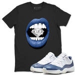 11s Diffused Blue shirts to match jordans Lips Diamond sneaker match tees Air Jordan 11 Diffused Blue SNRT Sneaker Tees streetwear brand Black 1 unisex cotton tee