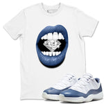 11s Diffused Blue shirts to match jordans Lips Diamond sneaker match tees Air Jordan 11 Diffused Blue SNRT Sneaker Tees streetwear brand White 1 unisex cotton tee