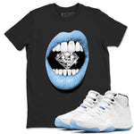 AJ11 Retro Legend Blue shirts to match jordans Lips Diamond best t shirts to wear with jordans 11s Legend Blue match shoes to clothes SNRT Sneaker Tees unisex cotton Black 1 shirts