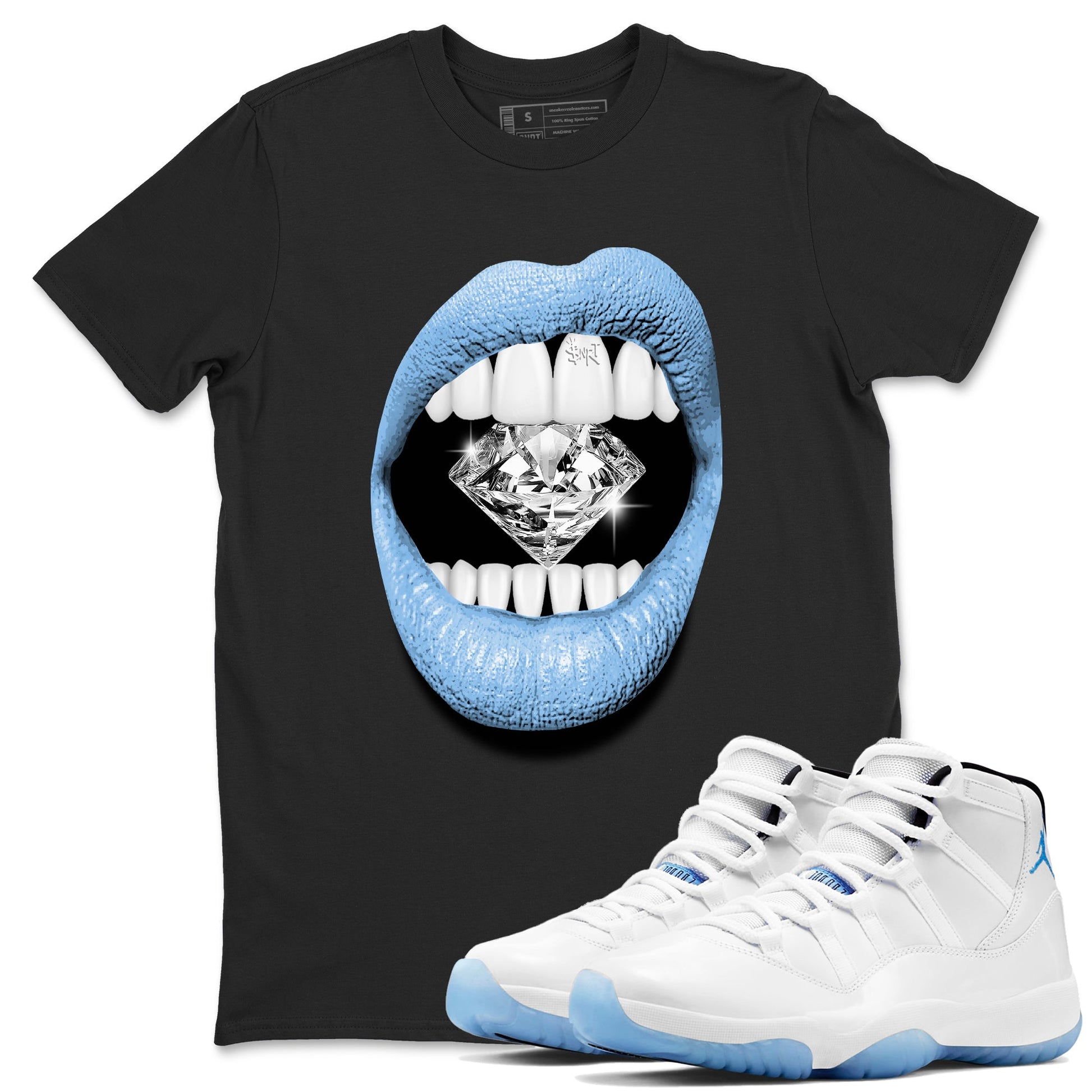 AJ11 Retro Legend Blue shirts to match jordans Lips Diamond best t shirts to wear with jordans 11s Legend Blue match shoes to clothes SNRT Sneaker Tees unisex cotton Black 1 shirts