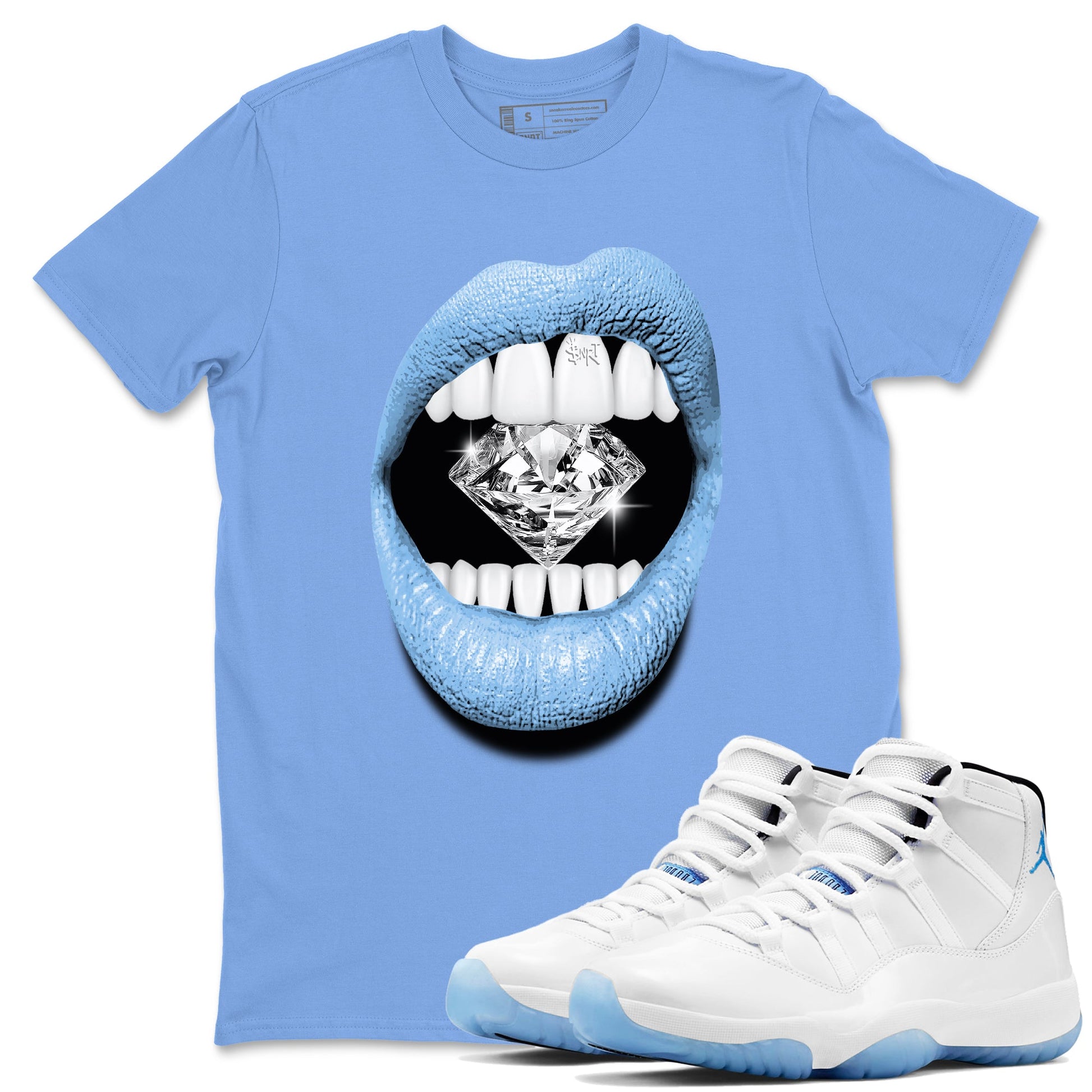 AJ11 Retro Legend Blue shirts to match jordans Lips Diamond best t shirts to wear with jordans 11s Legend Blue match shoes to clothes SNRT Sneaker Tees unisex cotton Carolina Blue 1 shirts