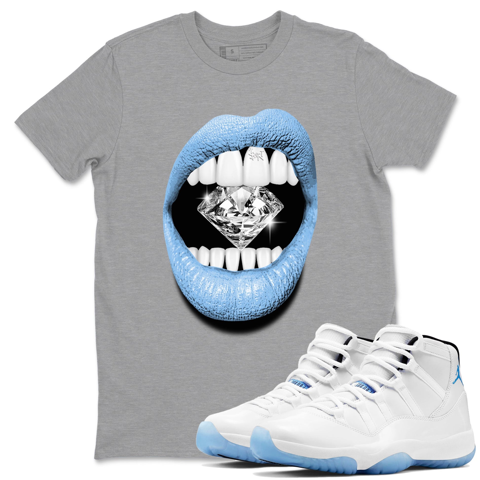 AJ11 Retro Legend Blue shirts to match jordans Lips Diamond best t shirts to wear with jordans 11s Legend Blue match shoes to clothes SNRT Sneaker Tees unisex cotton Heather Grey 1 shirts