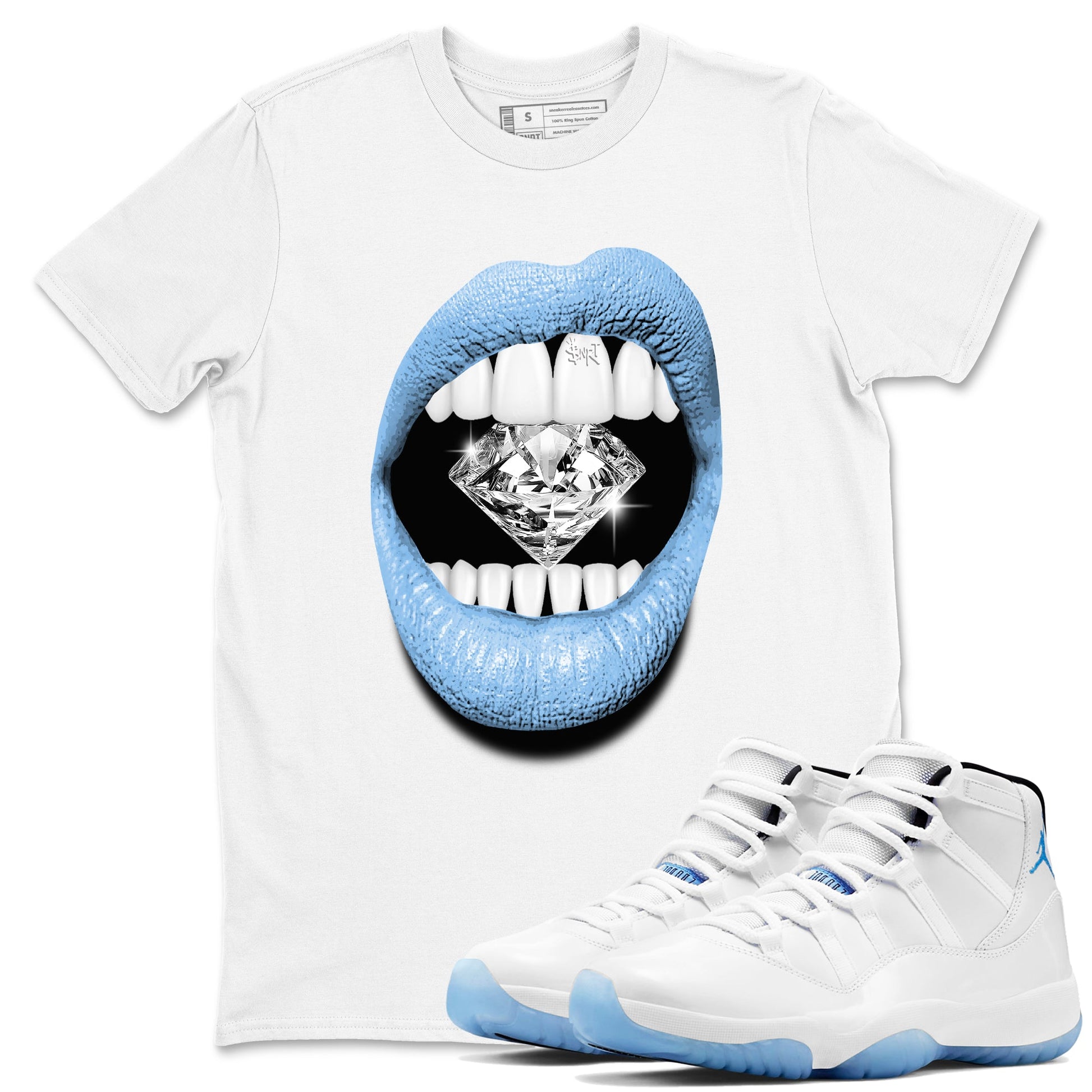 AJ11 Retro Legend Blue shirts to match jordans Lips Diamond best t shirts to wear with jordans 11s Legend Blue match shoes to clothes SNRT Sneaker Tees unisex cotton White 1 shirts