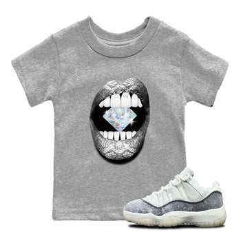 Jordan 11 Low Snake shirts to match jordans Lips Diamond sneaker match tees Air Jordan 11 Year Of The Snake best t shirts to wear with jordans SNRT Sneaker Tees Youth Baby Heather Grey 1 tee