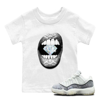 Jordan 11 Low Snake shirts to match jordans Lips Diamond sneaker match tees Air Jordan 11 Year Of The Snake best t shirts to wear with jordans SNRT Sneaker Tees Youth Baby White 1 tee