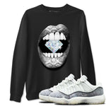 Jordan 11 Low Snake shirts to match jordans Lips Diamond sneaker match tees Air Jordan 11 Year Of The Snake best t shirts to wear with jordans SNRT Sneaker Tees unisex cotton Black 1 shirts