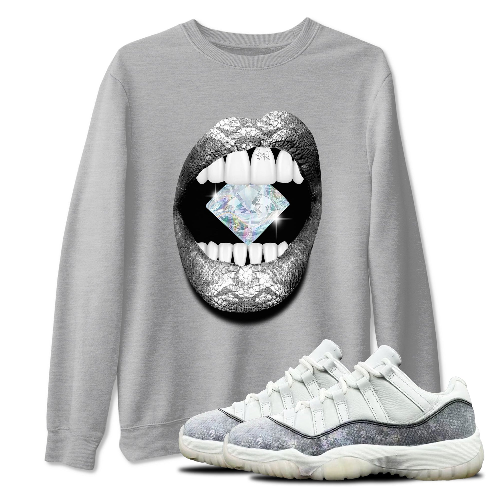 Jordan 11 Low Snake shirts to match jordans Lips Diamond sneaker match tees Air Jordan 11 Year Of The Snake best t shirts to wear with jordans SNRT Sneaker Tees unisex cotton Heather Grey 1 shirts