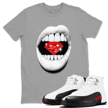 Air Jordan 12 Retro Taxi Flip shirts to match jordans Lips Diamond sneaker match tees 12s Red Taxi SNRT sneaker release Tees unisex cotton Heather Grey 1 crew neck shirt