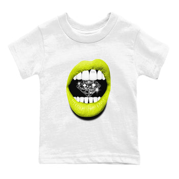 Jordan 13 Bright Cactus Shirts To Match Jordans Lips Diamond Sneaker Shirts 13s Bright Cactus SNRT Sneaker Release Tees Baby Youth Toddler White 2 crew neck shirts