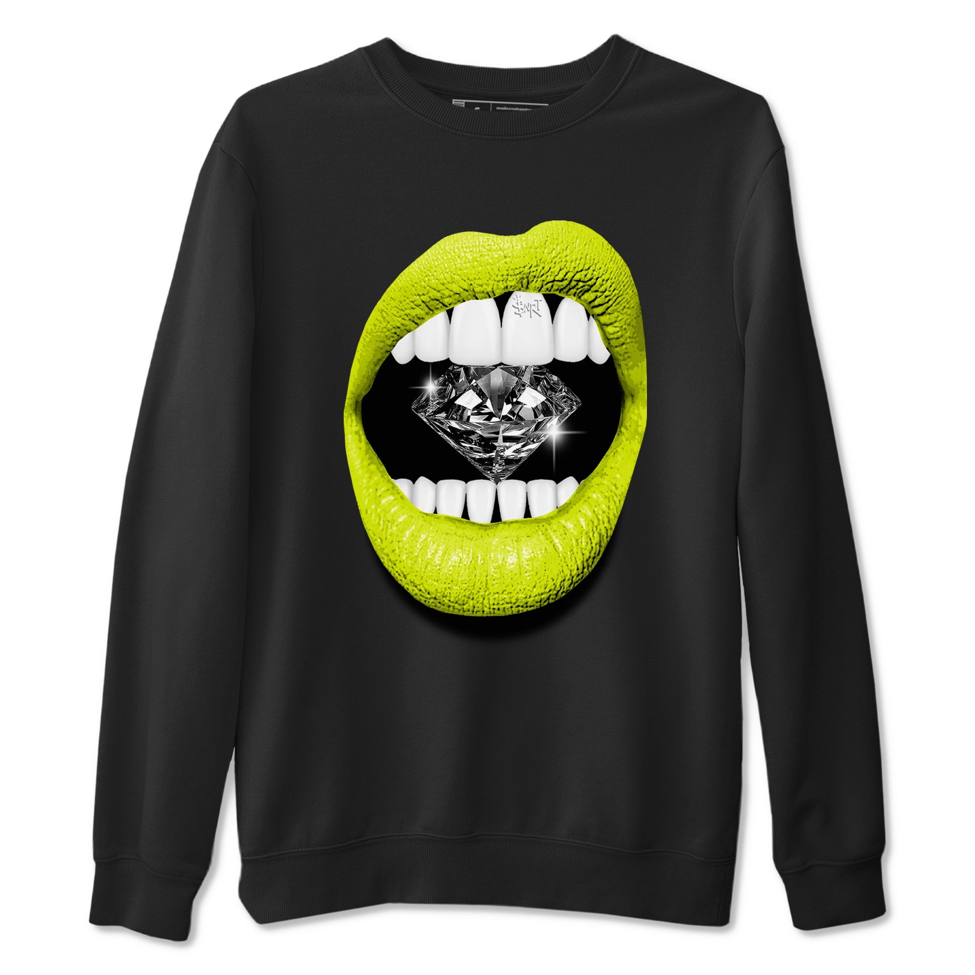 Jordan 13 Bright Cactus Shirts To Match Jordans Lips Diamond Sneaker Shirts 13s Bright Cactus SNRT Sneaker Release Tees Unisex Cotton Crew Neck Black 2 crew neck shirts