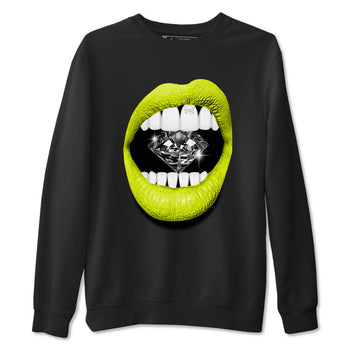 Jordan 13 Bright Cactus Shirts To Match Jordans Lips Diamond Sneaker Shirts 13s Bright Cactus SNRT Sneaker Release Tees Unisex Cotton Crew Neck Black 2 crew neck shirts