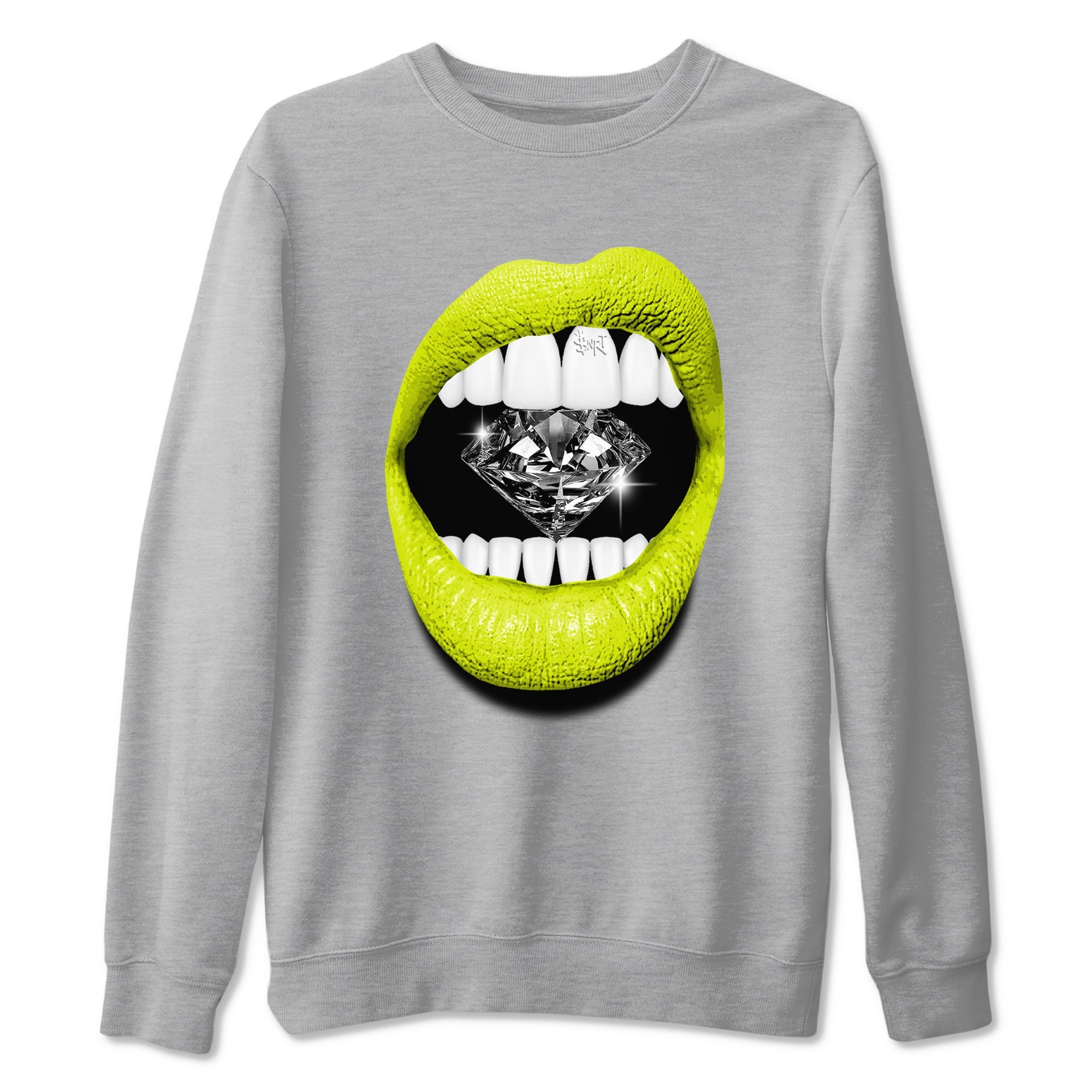 Jordan 13 Bright Cactus Shirts To Match Jordans Lips Diamond Sneaker Shirts 13s Bright Cactus SNRT Sneaker Release Tees Unisex Cotton Crew Neck Heather Grey 2 crew neck shirts