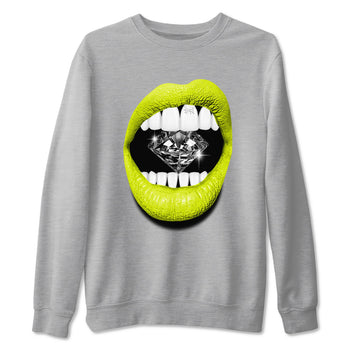 Jordan 13 Bright Cactus Shirts To Match Jordans Lips Diamond Sneaker Shirts 13s Bright Cactus SNRT Sneaker Release Tees Unisex Cotton Crew Neck Heather Grey 2 crew neck shirts