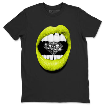 Jordan 13 Bright Cactus Shirts To Match Jordans Lips Diamond Sneaker Shirts 13s Bright Cactus SNRT Sneaker Release Tees Unisex Cotton Crew Neck Black 2 crew neck shirts