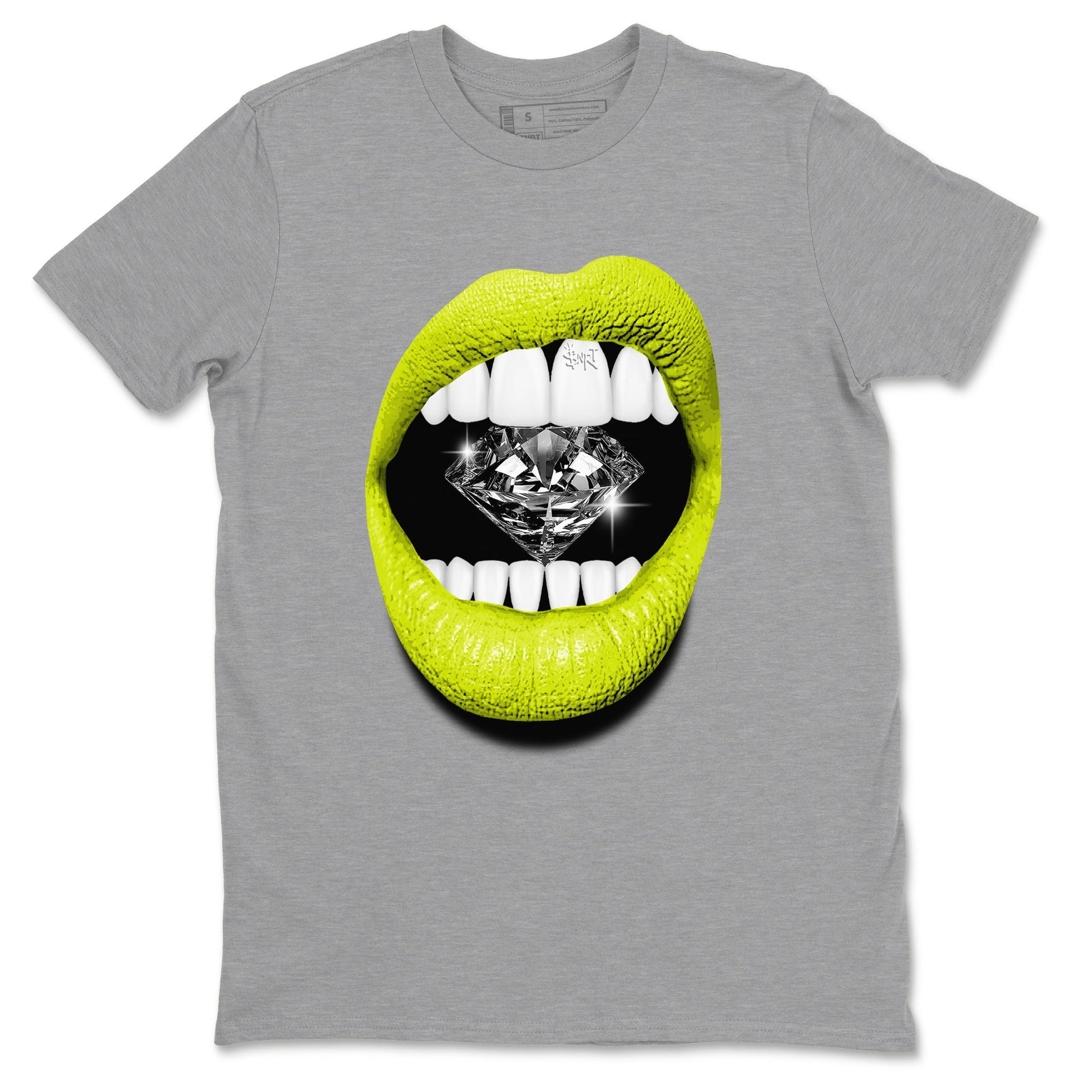Jordan 13 Bright Cactus Shirts To Match Jordans Lips Diamond Sneaker Shirts 13s Bright Cactus SNRT Sneaker Release Tees Unisex Cotton Crew Neck Heather Grey 2 crew neck shirts