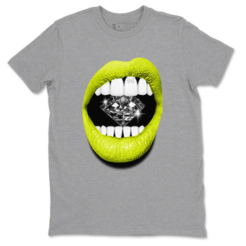 Jordan 13 Bright Cactus Shirts To Match Jordans Lips Diamond Sneaker Shirts 13s Bright Cactus SNRT Sneaker Release Tees Unisex Cotton Crew Neck Heather Grey 2 crew neck shirts