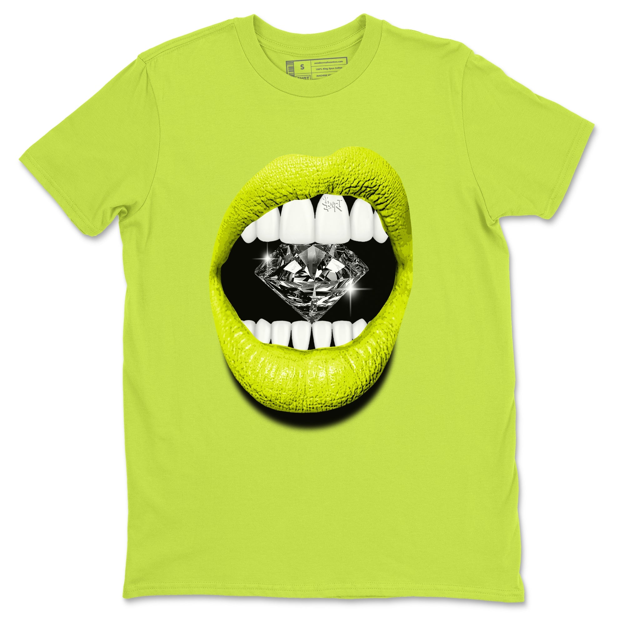 Jordan 13 Bright Cactus Shirts To Match Jordans Lips Diamond Sneaker Shirts 13s Bright Cactus SNRT Sneaker Release Tees Unisex Cotton Crew Neck Safety Green 2 crew neck shirts