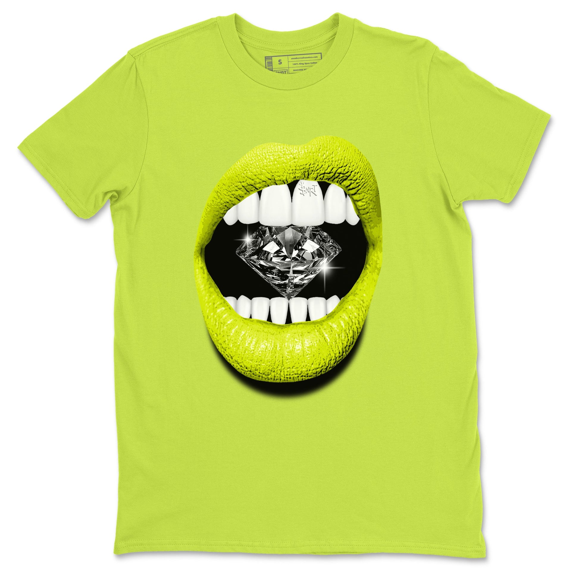 Jordan 13 Bright Cactus Shirts To Match Jordans Lips Diamond Sneaker Shirts 13s Bright Cactus SNRT Sneaker Release Tees Unisex Cotton Crew Neck Safety Green 2 crew neck shirts