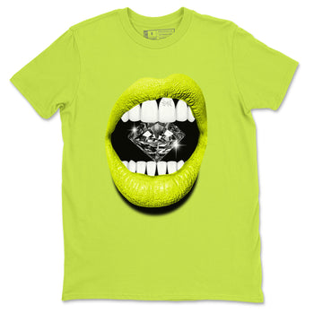 Jordan 13 Bright Cactus Shirts To Match Jordans Lips Diamond Sneaker Shirts 13s Bright Cactus SNRT Sneaker Release Tees Unisex Cotton Crew Neck Safety Green 2 crew neck shirts