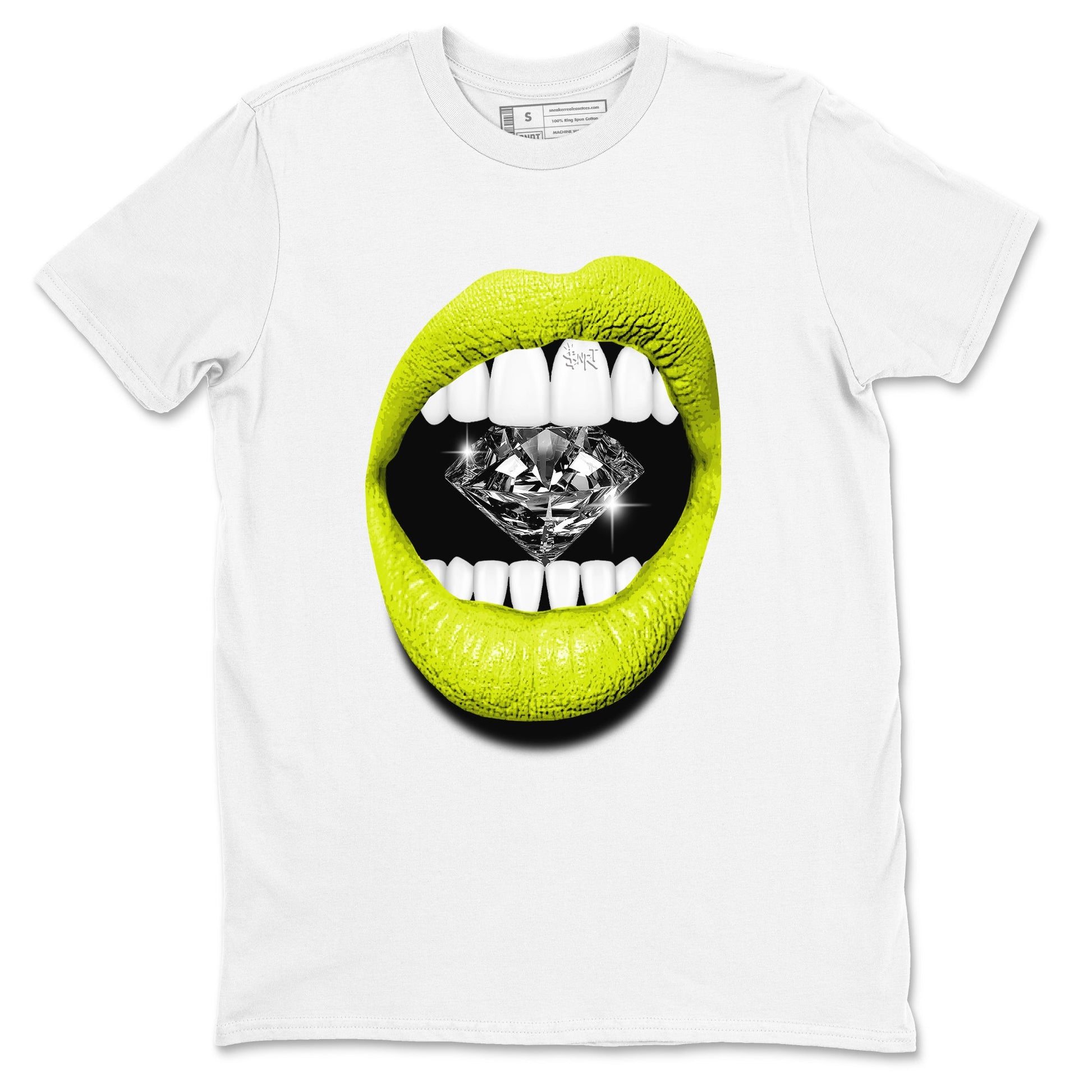 Jordan 13 Bright Cactus Shirts To Match Jordans Lips Diamond Sneaker Shirts 13s Bright Cactus SNRT Sneaker Release Tees Unisex Cotton Crew Neck White 2 crew neck shirts