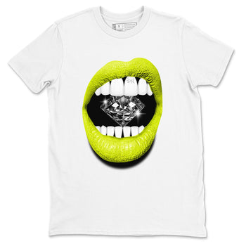 Jordan 13 Bright Cactus Shirts To Match Jordans Lips Diamond Sneaker Shirts 13s Bright Cactus SNRT Sneaker Release Tees Unisex Cotton Crew Neck White 2 crew neck shirts