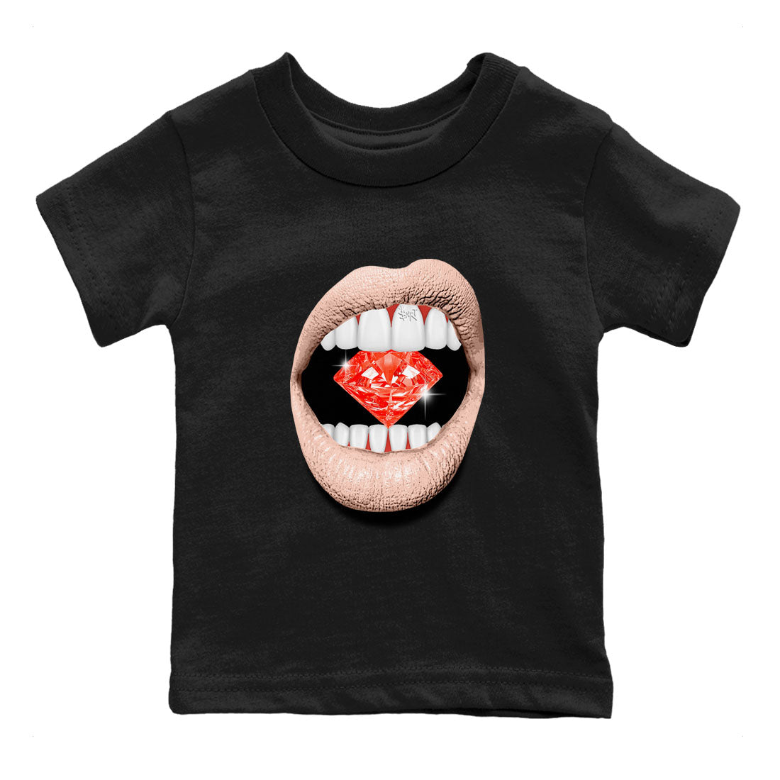 13s Dune Red shirts to match jordans Lips Diamond sneaker match tees Air Jordan 13 Dune Red SNRT Sneaker Tees streetwear brand Baby and Youth Black 2 cotton tee