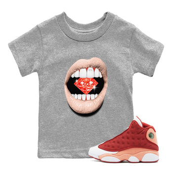13s Dune Red shirts to match jordans Lips Diamond sneaker match tees Air Jordan 13 Dune Red SNRT Sneaker Tees streetwear brand Baby and Youth Heather Grey 1 cotton tee