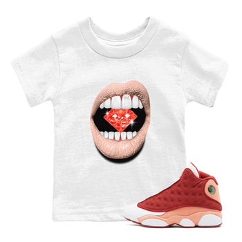 13s Dune Red shirts to match jordans Lips Diamond sneaker match tees Air Jordan 13 Dune Red SNRT Sneaker Tees streetwear brand Baby and Youth White 1 cotton tee