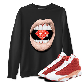 13s Dune Red shirts to match jordans Lips Diamond sneaker match tees Air Jordan 13 Dune Red SNRT Sneaker Tees streetwear brand Black 1 unisex cotton tee