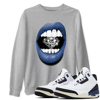 A Ma Maniere Air Jordan 3 Diffused Blue shirts to match jordans Lips Diamond graphic tee Jordan 3 For The Love best t-shirts to wear with jordans SNRT Sneaker Tees unisex cotton Heather Grey 1 shirts