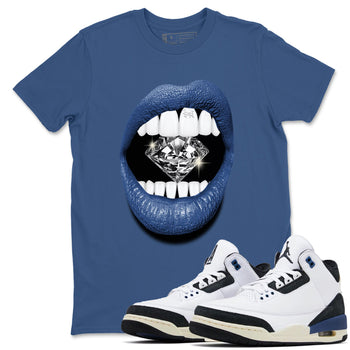 A Ma Maniere Air Jordan 3 Diffused Blue shirts to match jordans Lips Diamond graphic tee Jordan 3 For The Love best t-shirts to wear with jordans SNRT Sneaker Tees unisex cotton Denim Blue 1 shirts
