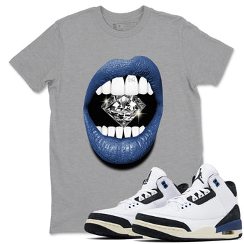 A Ma Maniere Air Jordan 3 Diffused Blue shirts to match jordans Lips Diamond graphic tee Jordan 3 For The Love best t-shirts to wear with jordans SNRT Sneaker Tees unisex cotton Heather Grey 1 shirts