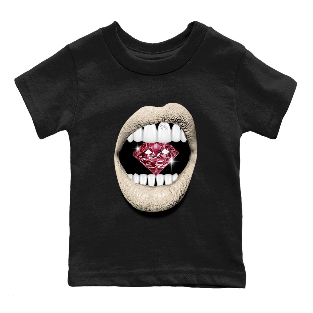 4s A Ma Maniere x Fossil Stone shirts to match jordans Lips Diamond sneaker match tees Air Jordan 4 A Ma Maniere x Fossil Stone match shoes to clothes SNRT Sneaker Tees Youth Baby Black 2 tee