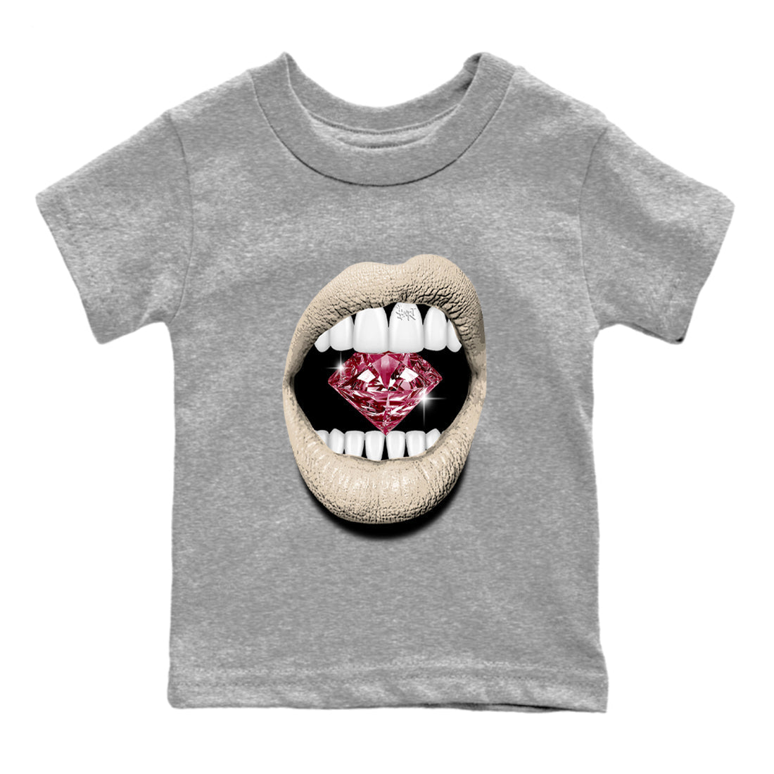 4s A Ma Maniere x Fossil Stone shirts to match jordans Lips Diamond sneaker match tees Air Jordan 4 A Ma Maniere x Fossil Stone match shoes to clothes SNRT Sneaker Tees Youth Baby Heather Grey 2 tee