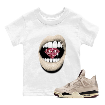 4s A Ma Maniere x Fossil Stone shirts to match jordans Lips Diamond sneaker match tees Air Jordan 4 A Ma Maniere x Fossil Stone match shoes to clothes SNRT Sneaker Tees Youth Baby White 1 tee
