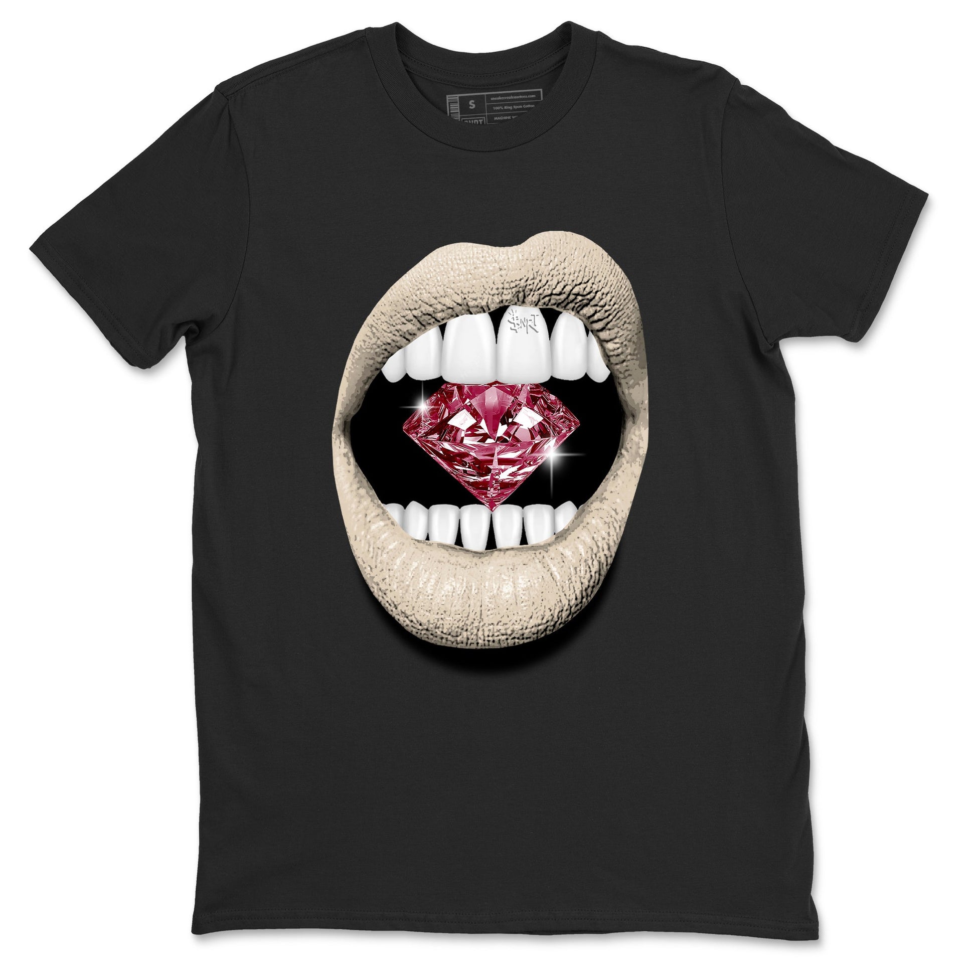 4s A Ma Maniere x Fossil Stone shirts to match jordans Lips Diamond sneaker match tees Air Jordan 4 A Ma Maniere x Fossil Stone match shoes to clothes SNRT Sneaker Tees unisex cotton Black 2 shirts