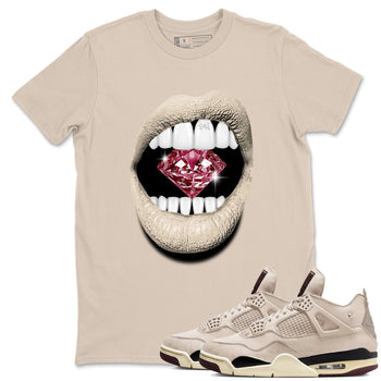 4s A Ma Maniere x Fossil Stone shirts to match jordans Lips Diamond sneaker match tees Air Jordan 4 A Ma Maniere x Fossil Stone match shoes to clothes SNRT Sneaker Tees unisex cotton Sand 1 shirts