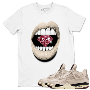 4s A Ma Maniere x Fossil Stone shirts to match jordans Lips Diamond sneaker match tees Air Jordan 4 A Ma Maniere x Fossil Stone match shoes to clothes SNRT Sneaker Tees unisex cotton White 1 shirts