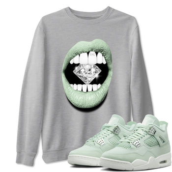 4s seafoam shirts to match jordans Lips Diamond sneaker match tees Air Jordan 4 Abundance match shoes to clothes SNRT Sneaker Tees unisex cotton Heather Grey 1 shirts