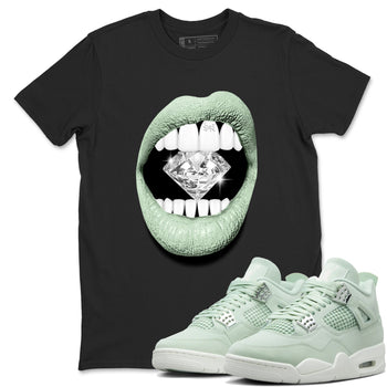 4s seafoam shirts to match jordans Lips Diamond sneaker match tees Air Jordan 4 Abundance match shoes to clothes SNRT Sneaker Tees unisex cotton Black 1 shirts
