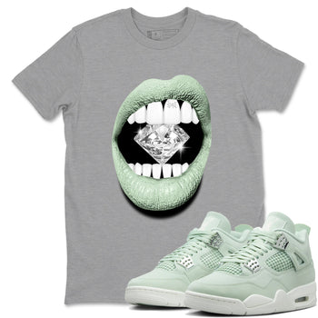 4s seafoam shirts to match jordans Lips Diamond sneaker match tees Air Jordan 4 Abundance match shoes to clothes SNRT Sneaker Tees unisex cotton Heather Grey 1 shirts