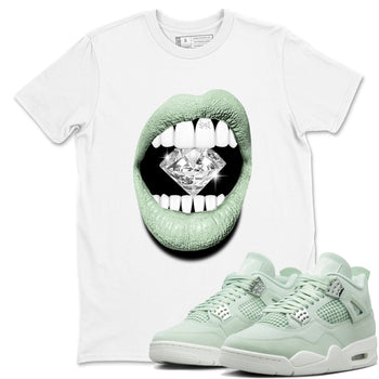 4s seafoam shirts to match jordans Lips Diamond sneaker match tees Air Jordan 4 Abundance match shoes to clothes SNRT Sneaker Tees unisex cotton White 1 shirts