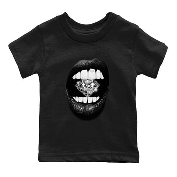 4s Black Cat Sneaker match tees – Sneaker Tees To Match Air Jordan 4 Black Cat Shoes – Lips Diamond Kids T-Shirt Black 2